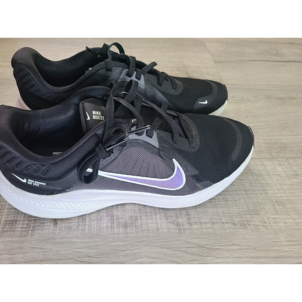 Nike Quest 5 DD9291-001 Running Shoes Women's 8.5 Black W/ Lavender Swoosh Sz 10